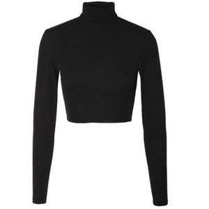 Black crop top turtle neck